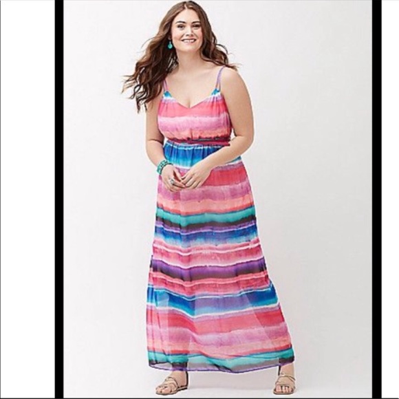 Lane Bryant Dresses & Skirts - Lane Bryant Beachy Striped Maxi Dress Size 26/28